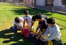 SPHS Sports Medicine Students Learn by Doing PHOTO: provided by South Pasadena High School | The South Pasadenan | SPHS Students in Advanced Sports Medicine and Sports Medicine classes demonstrate exercises and techniques learned in class.