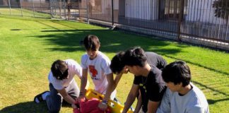 PHOTO: provided by South Pasadena High School | The South Pasadenan | SPHS Students in Advanced Sports Medicine and Sports Medicine classes demonstrate exercises and techniques learned in class.
