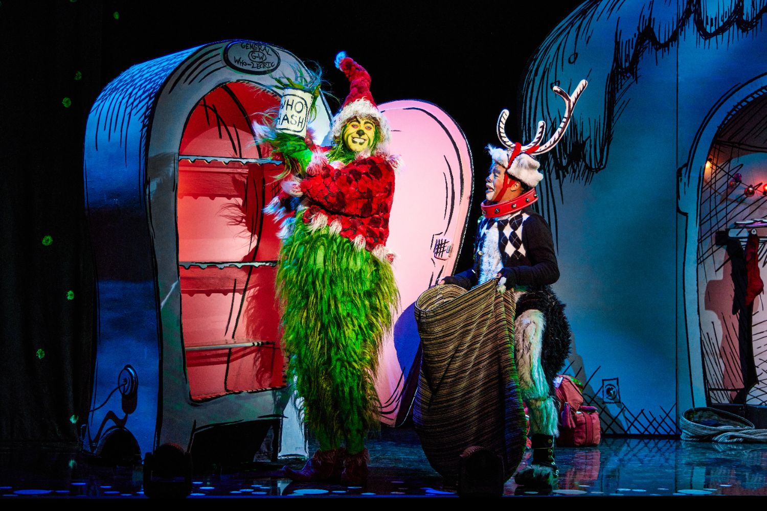| The South Pasadenan | South Pasadena News PHOTO: Jeremy Daniel | The South Pasadenan | James Schultz as THE GRINCH and Xavier McKnight as Young Max in the Touring Company of Dr. Seuss’ HOW THE GRINCH STOLE CHRISTMAS! The Musical.