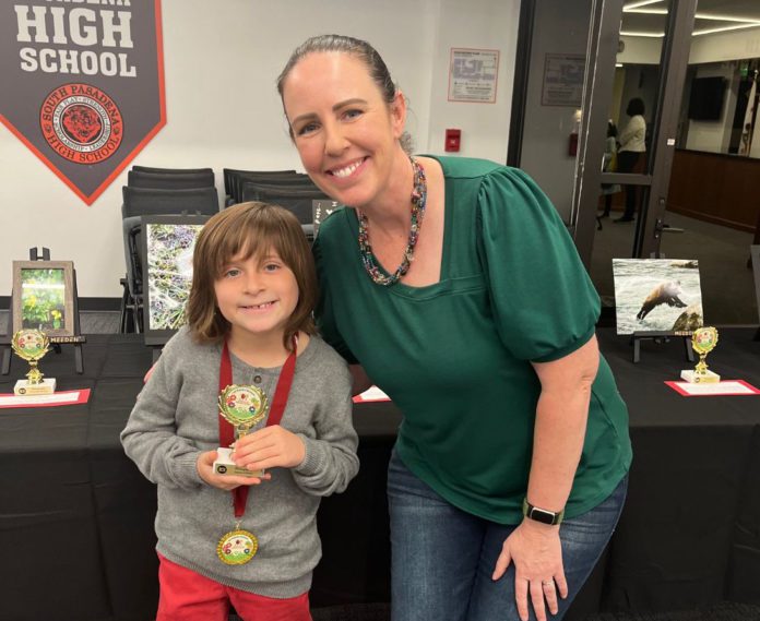 PHOTO: Cindy Ann Rubin | The South Pasadenan | Dylan Rubin pictured with Jennifer Tuason, Chair of the Reflections Committee.