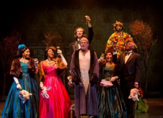 PHOTO: Craig Schwartz | The South Pasadenan | Geoff Elliot as Ebenezer Scrooge and the cast of A Christmas Carol at A Noise Within.