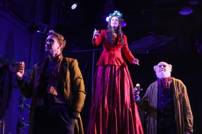 PHOTO: SPTW | The South Pasadenan | Schuyler Mastain, Daisy Donohue, and Robert Cesario in A Christmas Carol at South Pasadena Theatre Workshop.