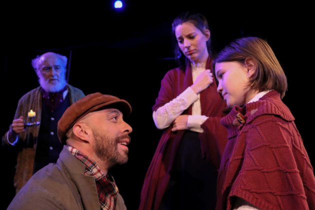 PHOTO: SPTW | The South Pasadenan | Robert Cesario, Kila Packett, Daisy Donohue, and Oona Bea Cassell in A Christmas Carol at South Pasadena Theatre Workshop.