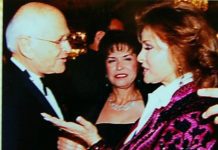 PHOTO: Henk Friezer | The South Pasadenan | Television producer Norman Lear pictured with Helen Hernandez (Founder of the Imagen Foundation and his personal secretary) and Raquel Welch.