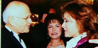 PHOTO: Henk Friezer | The South Pasadenan | Television producer Norman Lear pictured with Helen Hernandez (Founder of the Imagen Foundation and his personal secretary) and Raquel Welch.