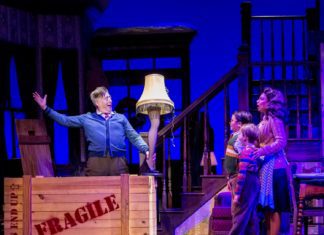 PHOTO: Craig Schwartz Photography | The South Pasadenan | L to R: Eric Petersen, Kai Edgar, Henry Witcher, and Sabrina Sloan in "A Christmas Story, The Musical" at Center Theatre Group's Ahmanson Theatre December 5 through December 31, 2023.