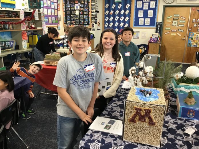 PHOTO: provided by South Pasadena Unified School District | The South Pasadenan | Arroyo Vista fifth graders from Lisa Clark’s class enthusiastically share their state projects.