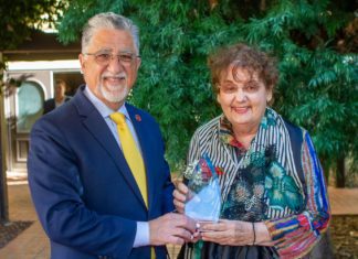 Four South Pasadena Women Receive Women in Business Awards from Senator Portantino PHOTO: David Lohr | The South Pasadenan | South Pasadenan businesswoman, Ellen Daigle, receives Senator Anthony J. Portantino's Women in Business Award