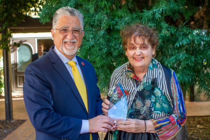 PHOTO: David Lohr | The South Pasadenan | South Pasadenan businesswoman, Ellen Daigle, receives Senator Anthony J. Portantino's Women in Business Award