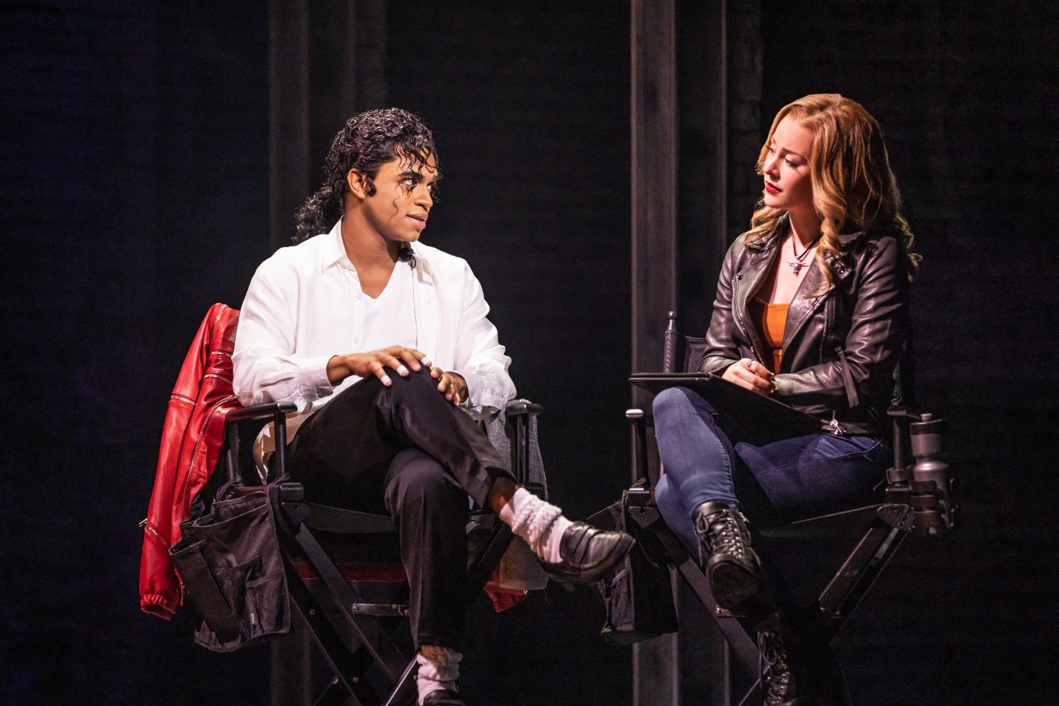 | The South Pasadenan | South Pasadena News PHOTO: Matthew Murphy | The South Pasadenan | Roman Banks as Michael Jackson and Mary Kate Moore as Rachel (an MTV interviewer) in MJ The Musical national tour.