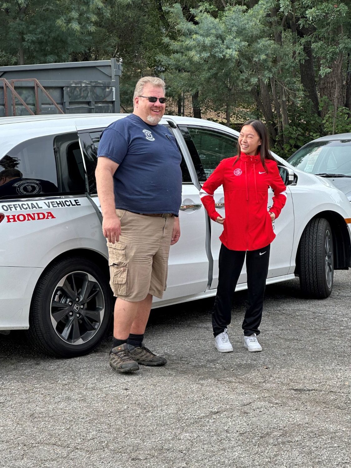 | The South Pasadenan | South Pasadena News PHOTO: Bill Glazier | The South Pasadenan | James Jontz, left, a longtime volunteer with the South Pasadena Tournament of Roses Committee and employee of South Pasadena High, greets Phoebe Ho, a member of the 2024 Rose Court and senior at SPHS.
