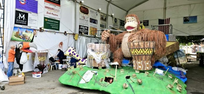 PHOTO: Tina Kistinger | The South Pasadenan | Volunteers are working day and night to finish the South Pasadena Rose Float for the Tournament of Roses 2024 Parade.