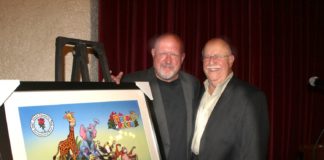 PHOTO: Henk Friezer | The South Pasadenan | Ed Donnelly with Sam Hernandez at the 2023 Crunch Time Party.