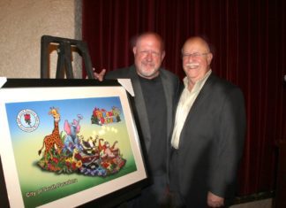 PHOTO: Henk Friezer | The South Pasadenan | Ed Donnelly with Sam Hernandez at the 2023 Crunch Time Party.