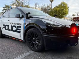 PHOTO: Steven Lawrence | The South Pasadenan News | South Pasadena Police Department (SPPD) Tesla Patrol Car