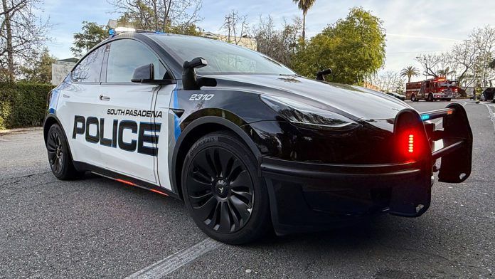 PHOTO: Steven Lawrence | The South Pasadenan News | South Pasadena Police Department (SPPD) Tesla Patrol Car
