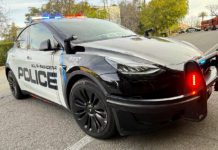 3-Month Old Baby in Stolen Car Tied to Alhambra Amber Alert – Recovered Safe by SPPD PHOTO: SPPD | The South Pasadenan | Tesla Police Car
