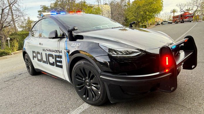 PHOTO: SPPD | The South Pasadenan | Tesla Police Car