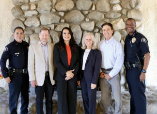 PHOTO: City of South Pasadena | Memorial Day 2026. Left to Right: SPPD Officer Shannon Robledo, City Councilmember Jon Primuth, Mayor Sheila Rossi, City Councilmember Janet Braun, City Councilmember Michael Cacciotti, SPPD Chief Derek Elmore.