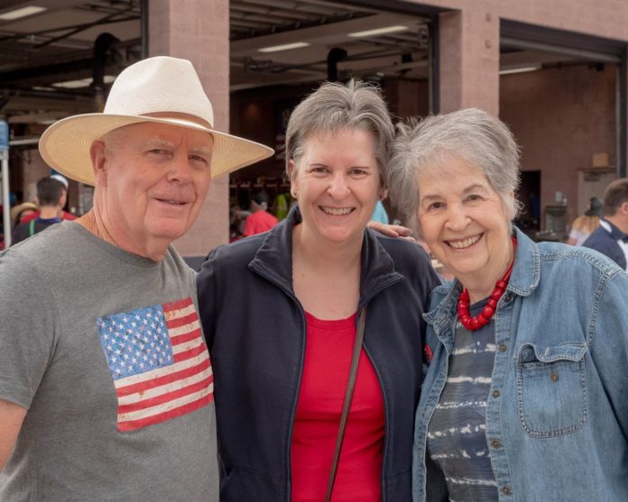 PHOTO: Esteban Lopez | The South Pasadenan News | (L to R) Tom Nuckols, Husband, Tina Kistinger, Daugher, Joanne Nuckols in front of the South Pasadena Fire Station for 4th of July Pancake Breakfast