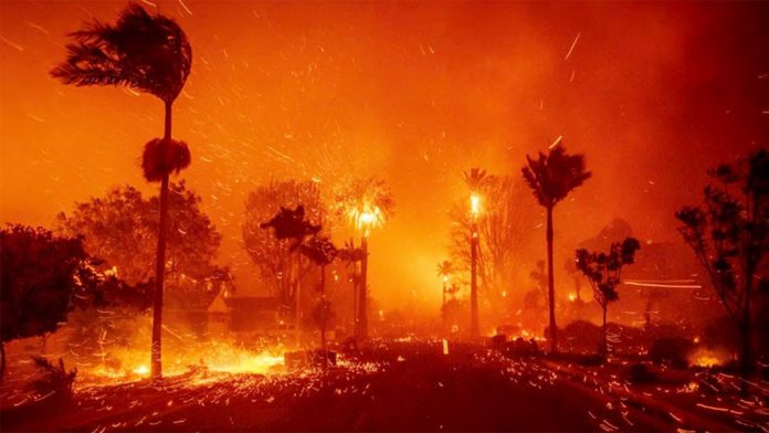 PHOTO: Cover of the Official LA County Independent After-Action Report by McChrystal Group. "The winds created flames 200 feel long horizontally, and sent embers flying up to 2 miles away"
