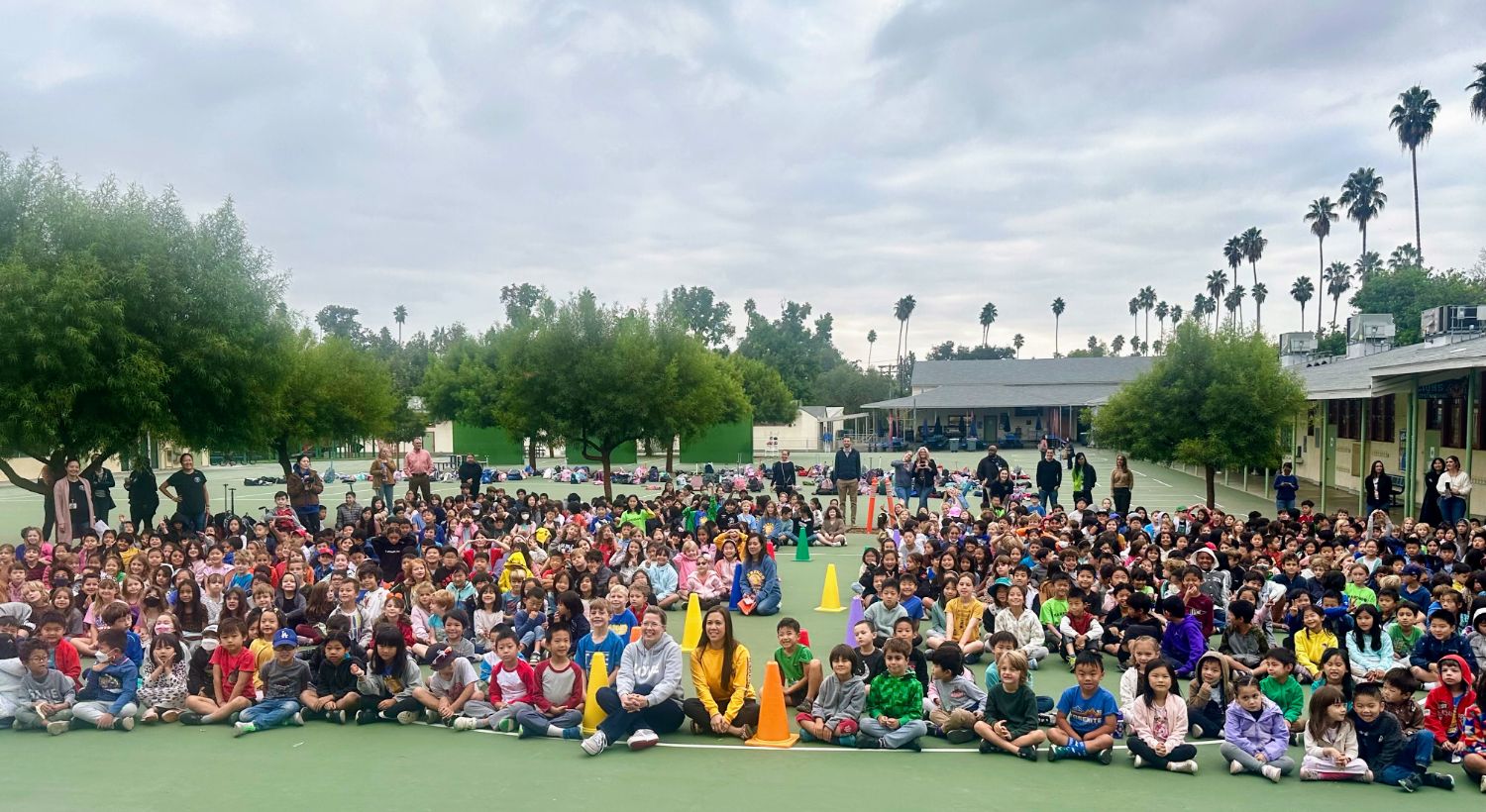 | The South Pasadenan | South Pasadena News PHOTO: provided by SPUSD | The South Pasadenan | Patricia Cheadle (middle) joins Marengo Principal Noelle Fong, staff members, and Marengo students in celebration and thanks for her service.
