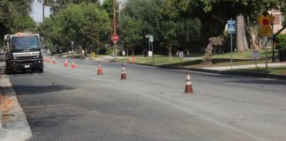 FILE PHOTO: Bill Glazier | SouthPasadenan.com | Construction work has resumed on El Centro Street this week after work was delayed due to high heat in recent days.