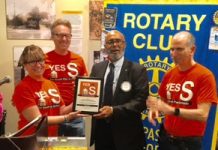 South Pasadena Rotary President-Elect Charles Wiggington Recognized by Members of the Yes on S Committee at Rotary Club Meeting